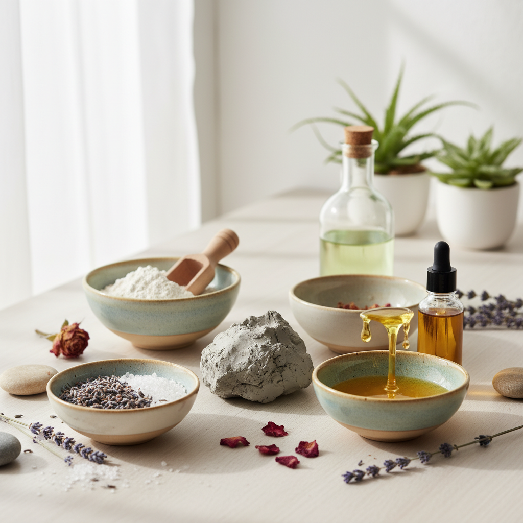 Hojas de aloe vera cortadas y un pequeño frasco con aceite esencial